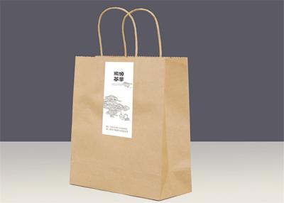 China Full Color Printing Foldable Shopping Bag / Brown Paper Bags With Handles for sale