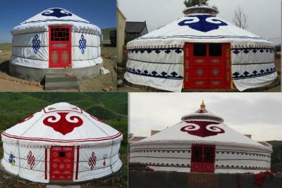 China White 100% Wood Frame Mongolian Yurt Tent Waterproof For Hotel Accommodation for sale