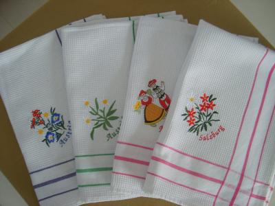 China Cute Floral Tea Towels With Embroidered Logo , Custom Printed Tea Towels  for sale