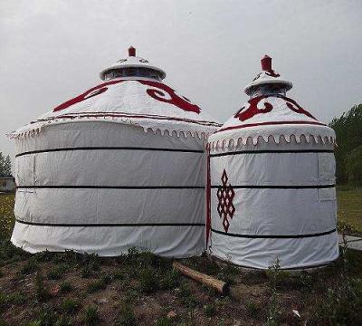 China Wind Resistant Mongolian Yurt Tent With Circular Galvanized Steel Pipe Bracket for sale
