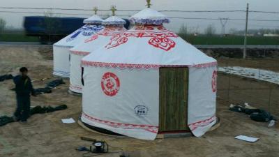 China Painted Steel Frame Mongolian Yurt Tent / Round Tent Yurt With Bamboo Structure for sale