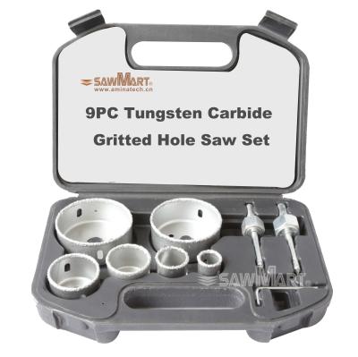 China 9PC Tungsten Carbide Gritted Hole Saw Set for sale
