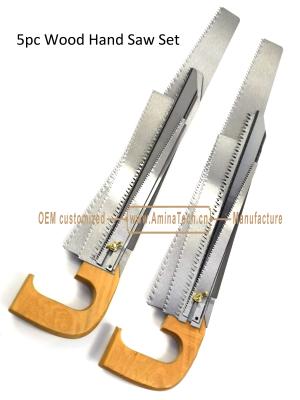China 5pc Wood Hand Saw Set,Size:495mm,300mm,298mm,252mm,225mm,Cutting Wood,Pruning the Garden for sale