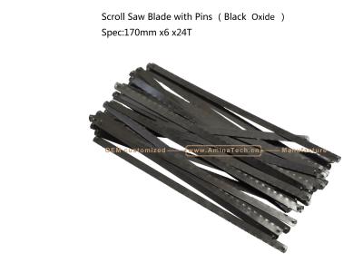 China Scroll Saw Blade with Pins （Black Oxide）Spec:170mmx6x24T Cutting wood,Plastic,Low-hardness metal for sale