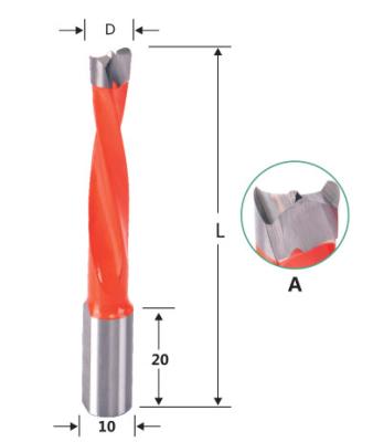China Spiral Flute Wood Working Blind Hole Drill Bits Cutting Diameter 8mm for sale