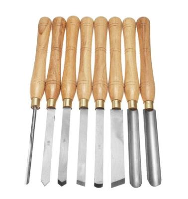 China Brushed Stainless Steel Carbide Tip Wood Lathe Tools Chisel Set With Wood Handle for sale