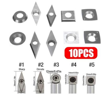 China 10PCS Sets Woodturning Carbide Inserts Including Round / Square / Diamond Shape For DIY Woodworking Lathe for sale