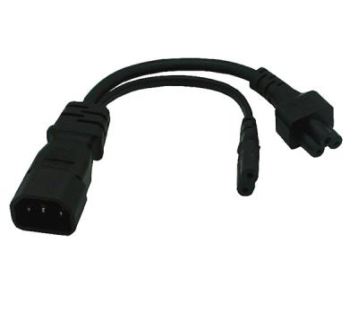 China IEC 320 C14 2 in 1 Y Split Power cord, C14 to C5+C7 short power cable 20CM for sale