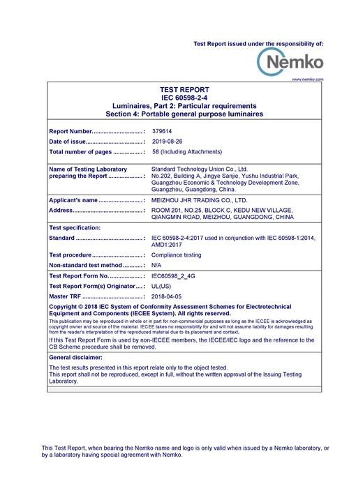 LVD Certificate - Meizhou JHR Trading Co., Ltd.