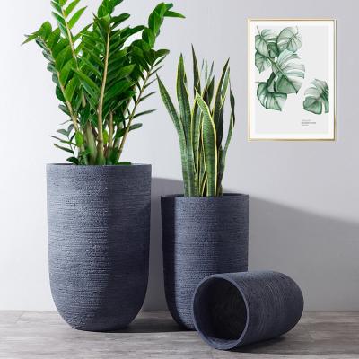 China Fiber Grey Clay Flower Pots for sale