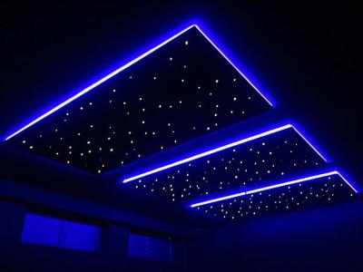 China El RGB colorea el panel de fibras de madera del poliéster del centelleo de los paneles de techo de la estrella de la fibra óptica 9m m en venta