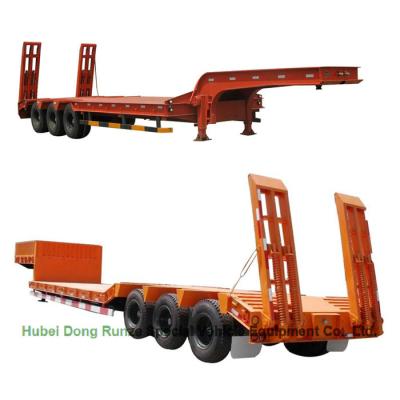 China Gooseneck  Tri-axle Hydraulic Ladder Lowbed Semi Trailer Heavy Machine 60ton,80Ton for sale