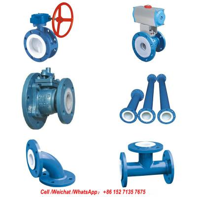 China PFTE Lined Ball valve Butterfly valve check valve  stop valve Fluorine lined pipe fittings for Acid Chemical Tank for sale