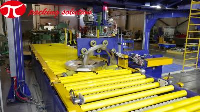 China PLC Steel Coil Packaging Line OD 800mm 1400mm With Double Stacking System for sale