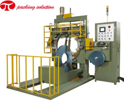 China 1200mm Coil OD Automatic Wrapping Machine , Coil Packaging Line With Motor Driven Conveyor for sale