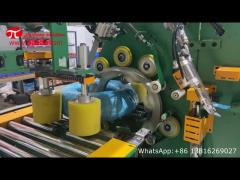 Horizontal pipe coil wrapping machine