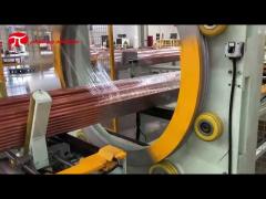 Copper tube horizontal wrapping line with end stroage system