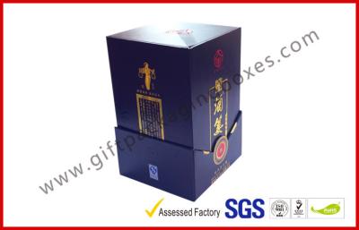 China Paper Wine Bottle Gift Box With Golden Embossed Text / Rigid White Wine Box for sale