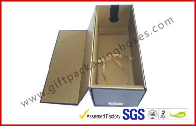 China Foldable 1100G Rigid Board Wine Packaging Boxes , Rubber Finished Luxury Gift Boxes With Spot UV Logo for sale