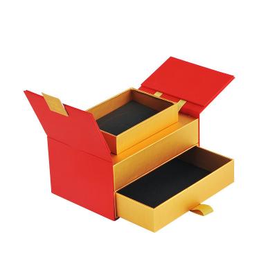 China Double Opening Double Layer Gift Box Rigid With Lifting Inner Box for sale