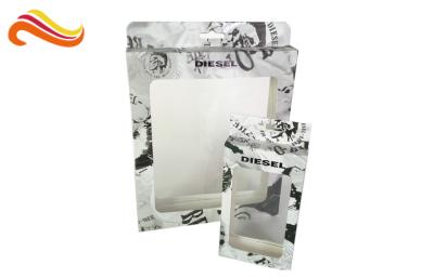 China Rectangle Fashion Coated Paper Packaging Box with Hanger, Spot UV Foldable Card Board Packaging for sale