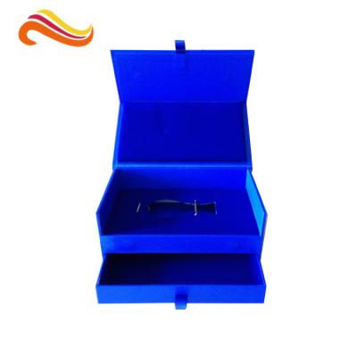 China Solid Luxury Paper Gift Box , Blue Velvety Packaging,luxury gift boxes packaging for sale