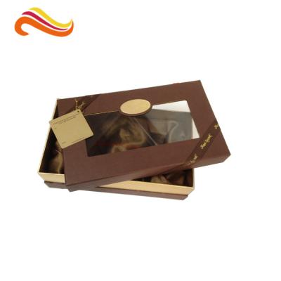 China Caja de empaquetado de las cajas de regalo del color de lujo del chocolate, superior y baja con el paquete de la ventana en venta