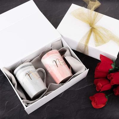 China White Collapsible 2mm Cardboard Rigid Gift Boxes With Ribbon Closure for sale