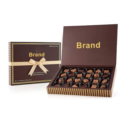 China Luxury Chocolate Candy CMYK pantone Gift Packaging Box With Ribbon for sale