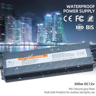 China Coffee Color 300W 25A Waterproof LED Power Supply IP67 12V LED Waterproof Driver for sale