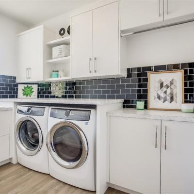China Multifunction Matte White Laundry Room Sink Cabinet Washing Machine Unit for sale