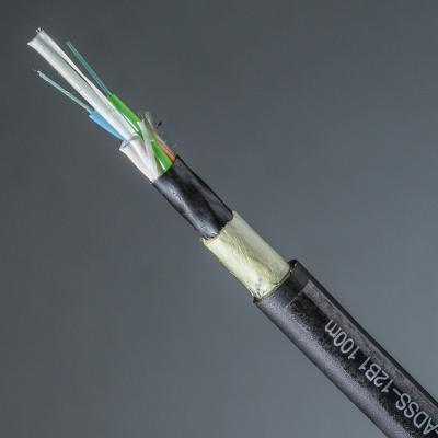 China Kevlar Aramid Yarn Strengthen 2F ADSS Fiber Optic Overhead Cable G652D for sale