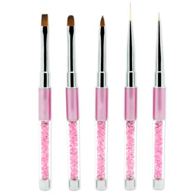 China 5Pcs Nail Art Liner Drawing Brush Pen Set Rhinestone Handle UV Gel Nail Painting Brushes for sale