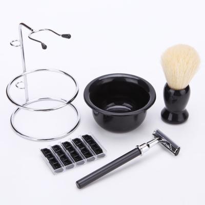 China Shaving Brush Badger Hair 26mm Wood Handle Clear Acrylic Stand Stainless Steel Bowl for Men Wet Shave Brushes Set for sale