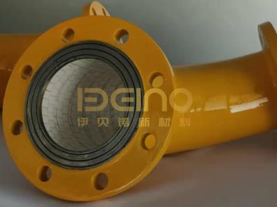 China Light Weight Ceramic Lined Elbows Ceramic Lining Pipe With Smooth Inner Wall for sale