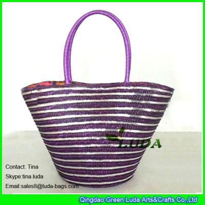 中国 LUDA cheap purple handbags cute purses online ladies handmade wheat straw bags 販売のため