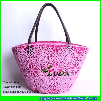 China LUDA new designer handbags cotton mesh beach bags wheat staw tote shoulder bag for sale