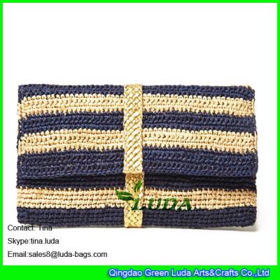 China LUDA Metallic Braid Clutch striped raffia handbag women straw clutch bag à venda