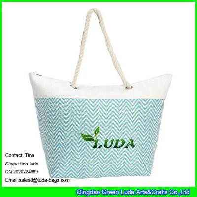 China LUDA discount handbags women shoulder beach handbags paper fabric straw handbag en venta