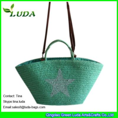 China LUDA large straw beach totes wheat straw braided lady straw  wholesale handbags for sale