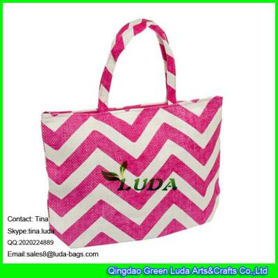 China LUDA 2016 fasion women's straw chevron striped shopper beach tote Bag for sale