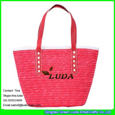 中国 LUDA の夏の赤いムギのわらのトート バックのハンドメイドのわら浜袋 販売のため