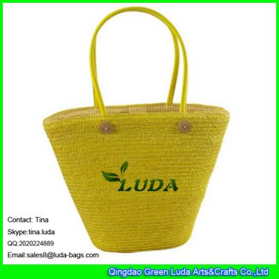 中国 LUDA のオンライン買物のわらのハンドバッグはムギのわらのハンドメイド袋に玉を付けました 販売のため