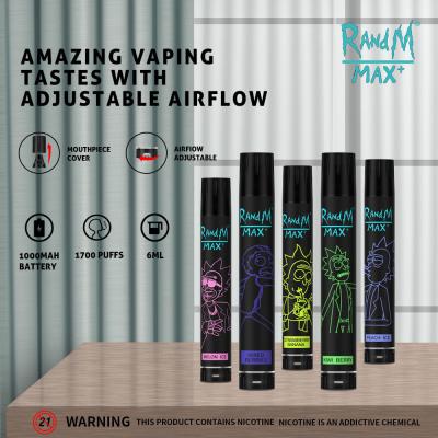 China Adjustable Airflow RANDM Max 1700 Puffs  6ml E Juice Filled FDA Certificated for sale