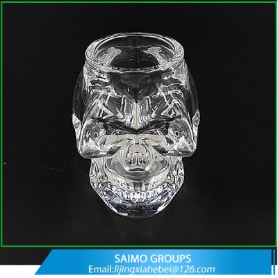 China SM-1308-0 Custom Home Decoration Crafts Glass Skull Antique Candle Holder for sale