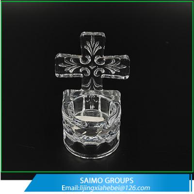 China SM-5269-0 Hot Wholesale Hand Made High Quality Clear Cross Crystal Candle Holder for sale
