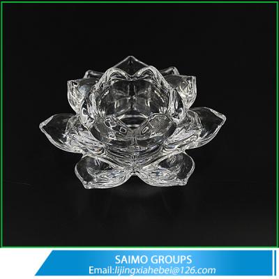 China SM-9757-0 Wholesales Crystal Glass Lotus Flower Candle Holder Wedding Favors With SGS/CIQ Certification for sale