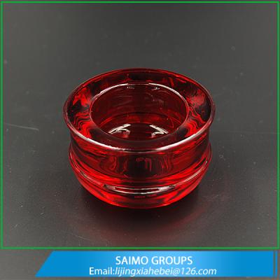 China SM-1318-0 Home Decoration Red thick Bottom Bell Round Shape Glass Tea Light Candle Holder for sale