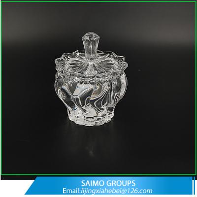 China SM-10982-0 Decorative Candy Dishes Clear Crystal Glass Sugar Bowl With Lid for sale