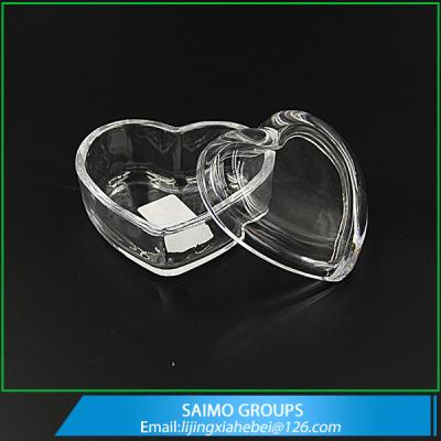 China SM-3138-0 Handmade Small Clear Heart Shaped Glass Jar For Candy for sale